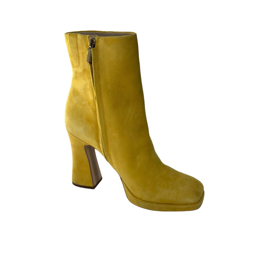 Sam Edelman Women's Jaye Yellow Suede Block Heel Squared Toe PlatformBoot